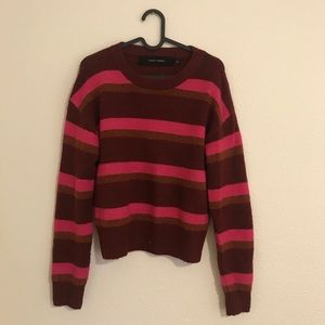 Code Mode Acrylic Crew Neck Sweater | Pink Stripes